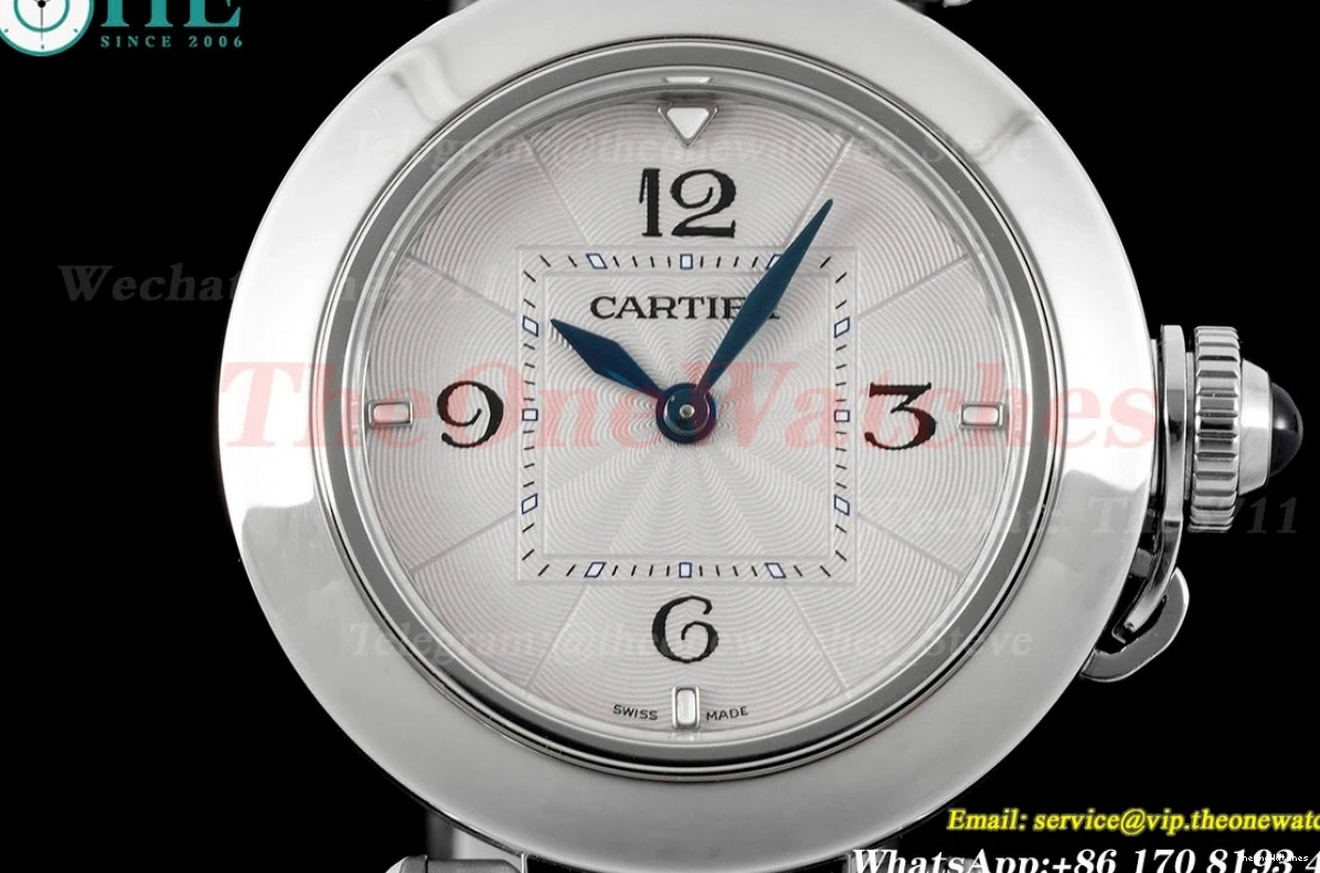 Cartier Quartz SS Pasha 30mm De Ladies Dial AF White SS 1224